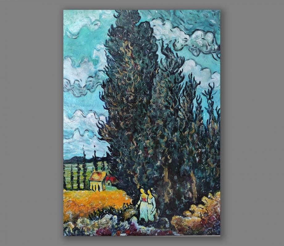 Atelier Hlavina: Vladimír Kováč – Cyprusy a dve ženy, 1889, Van Gogh