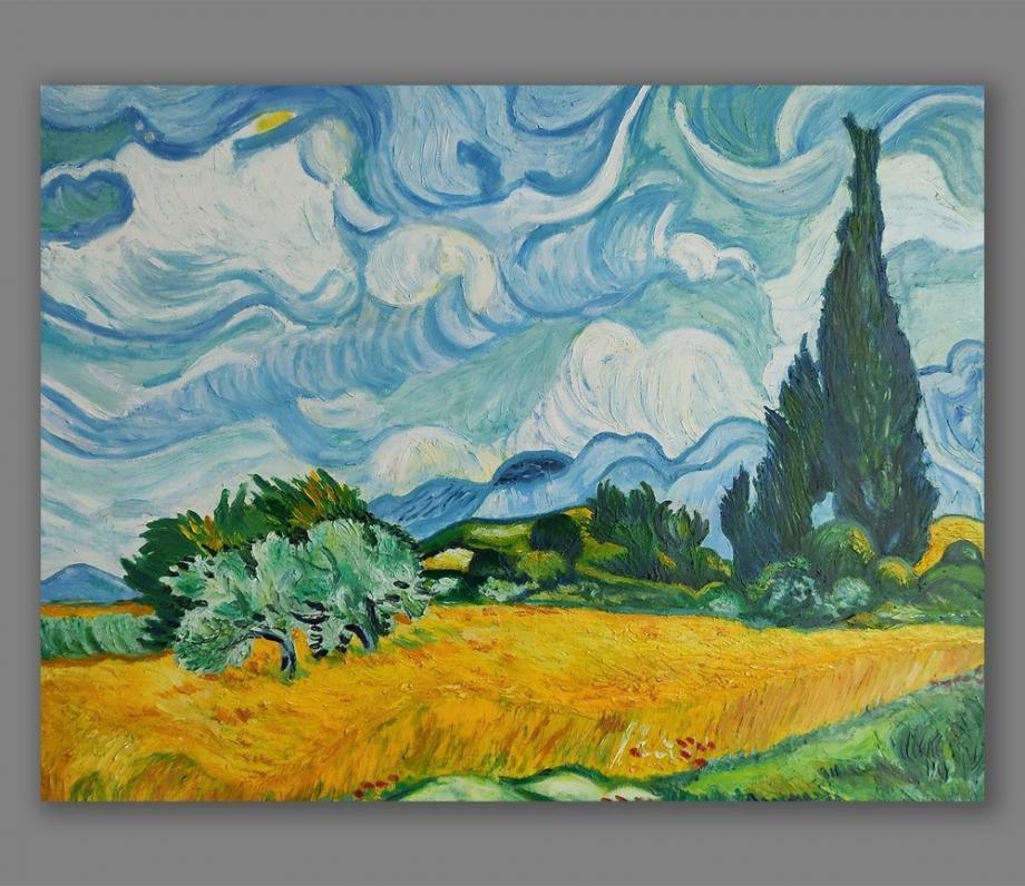 Atelier Hlavina: Vladimír Kováč - Whitefield with Cypresses 1889, Van Gogh