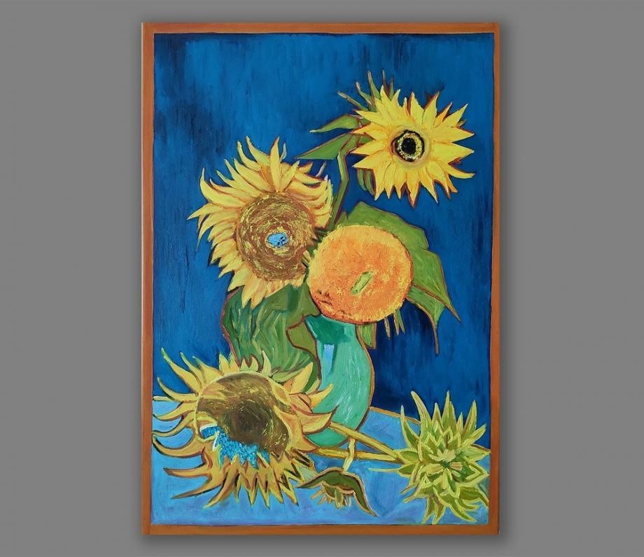 Atelier Hlavina: Vladimír Kováč - Vase with Five Sunflowers 1888, Van Gogh